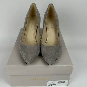 Marc Fisher- Gray Suede Block Heel Pumps; size 7.5